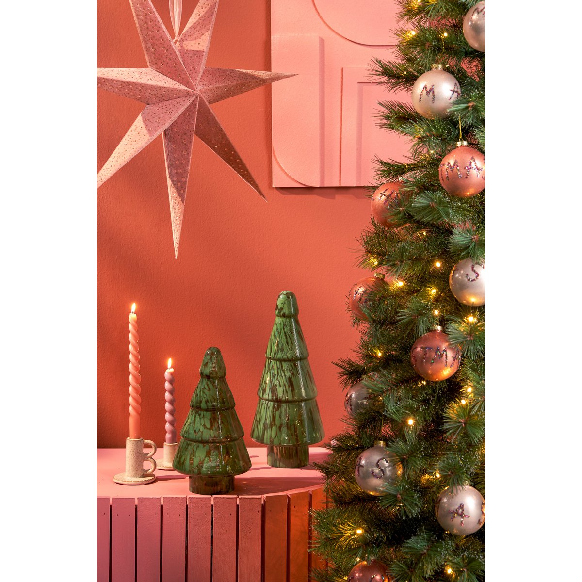 Weihnachtsdekoration Baum - H42 x Ø16 cm - Glas - Grün