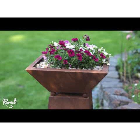 Metall Deko Säule mit Pusteblumen und tiefer Pflanzschale 35 x 35 cm