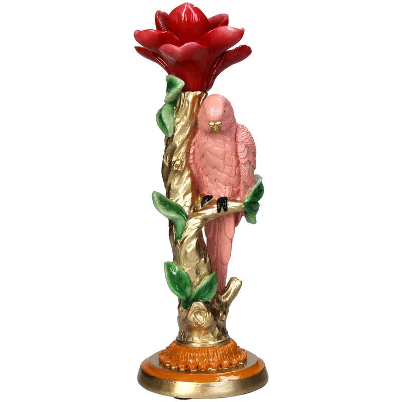 Kerzenhalter - Rosa Papagei ↑ 26 cm