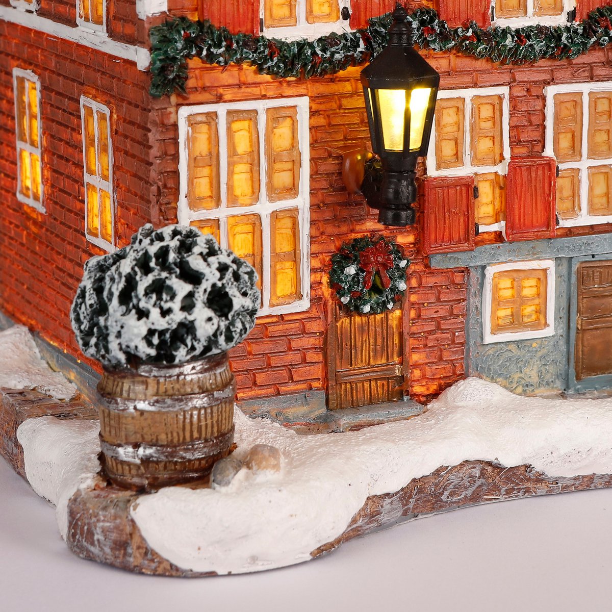 LuVille Weihnachtsdorf Miniatur-Kanalhaus – L11 x B12 x H19 cm
