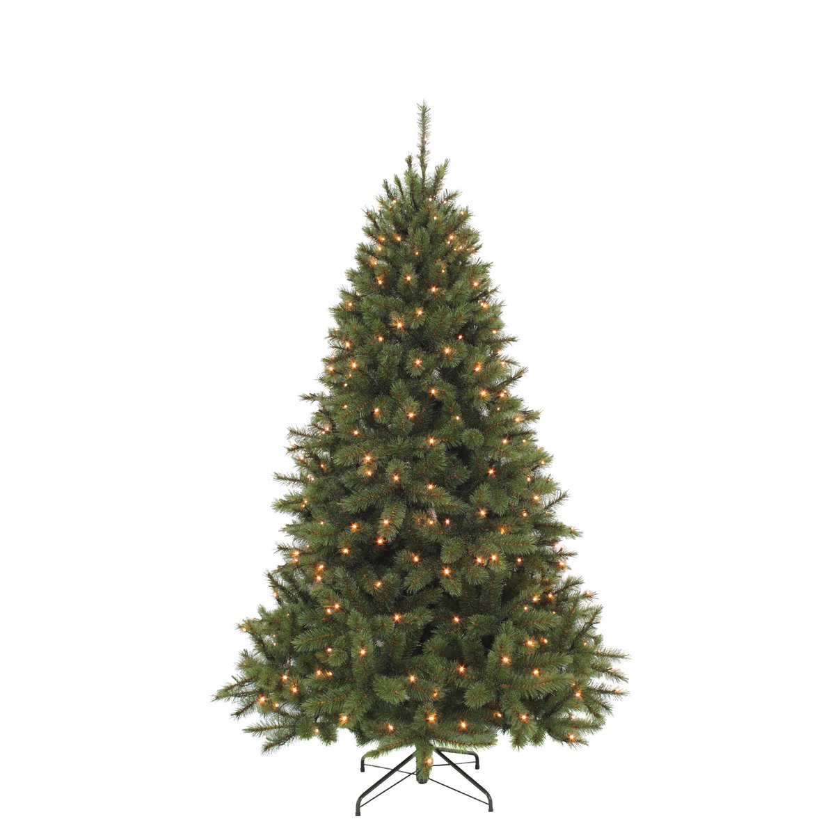 Bristlecone Künstlicher Weihnachtsbaum mit LED-Beleuchtung – H215 x Ø127 cm – Dunkelgrün