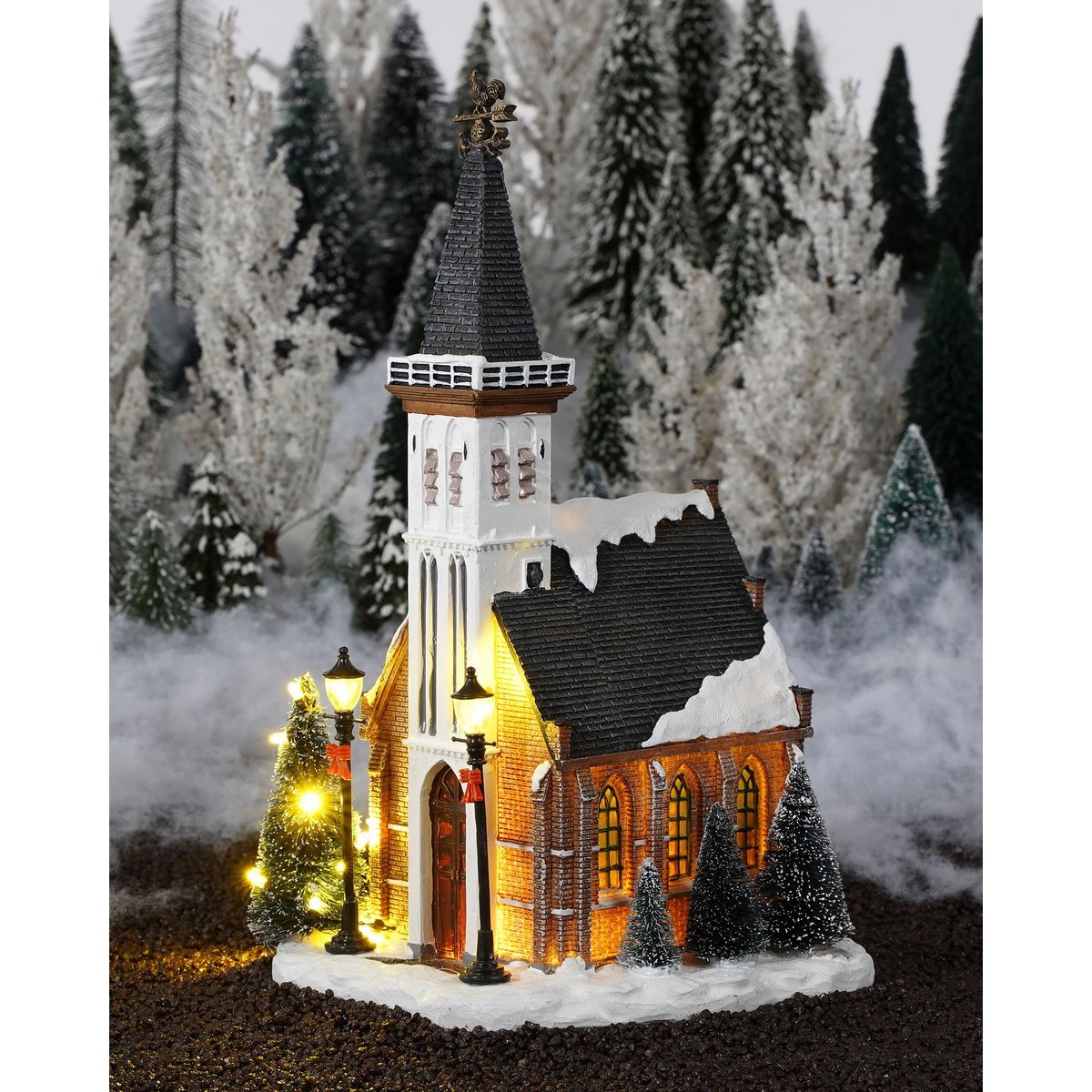 LuVille Weihnachtsdorf-Miniaturkirche – L15 x B17 x H31 cm