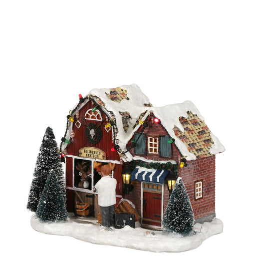 LuVille Weihnachtsdorf Miniatur-Rentierdoktor – L18 x B12 x H14 cm