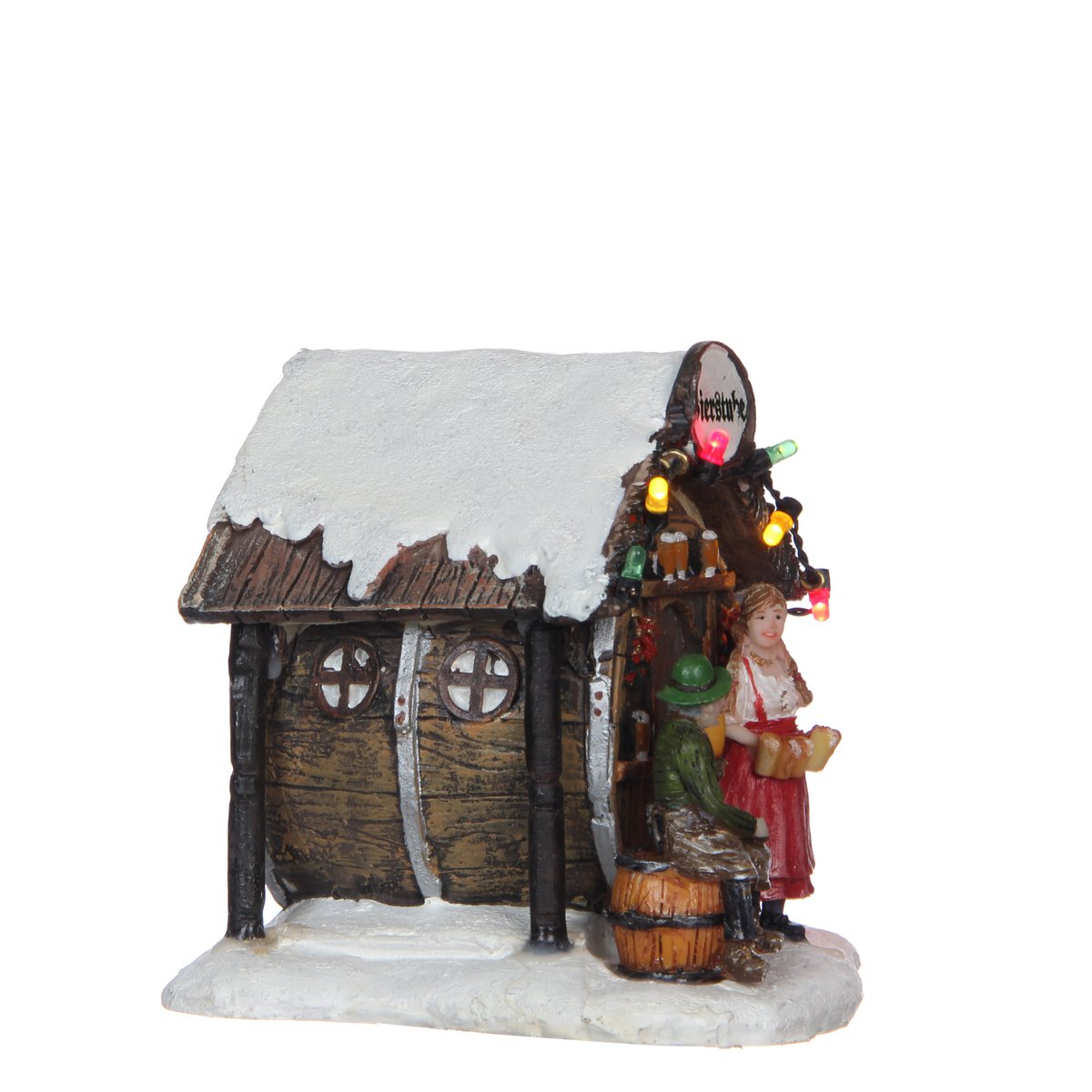 LuVille Weihnachtsdorf Miniatur-Bierbottich – L11 x B12 x H12 cm