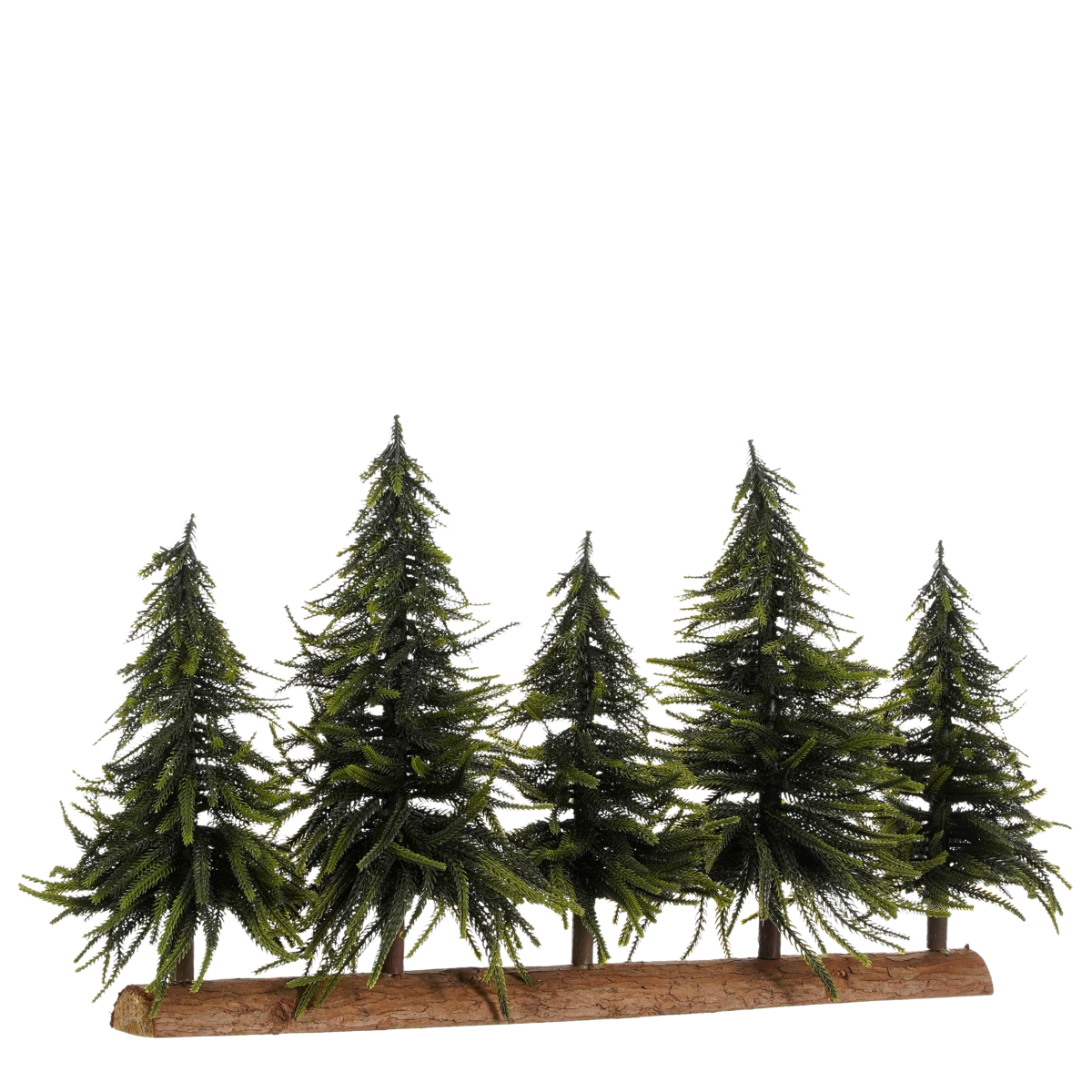 Deko-Baumstamm mit künstlichen Weihnachtsbäumen – L80 x H40 cm – Grün