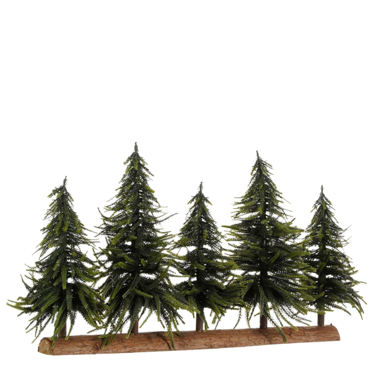 Deko-Baumstamm mit künstlichen Weihnachtsbäumen – L80 x H40 cm – Grün