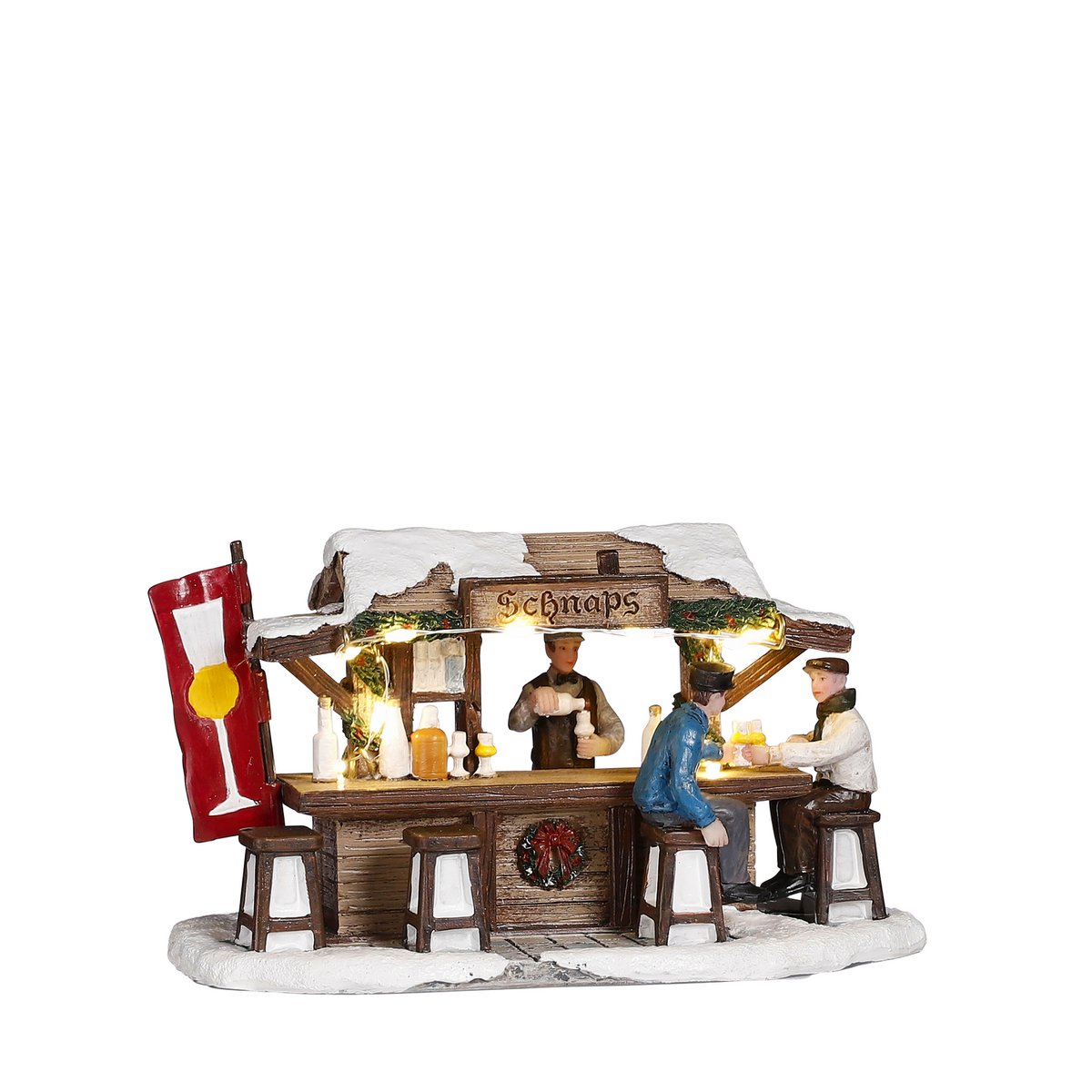 LuVille Weihnachtsdorf Miniatur-Schnapsmarkt – L16 x B8 x H9 cm