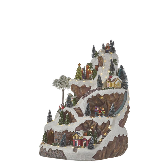 LuVille Weihnachtsdorf Miniatur-Skipiste – L33 x B31 x H46 cm