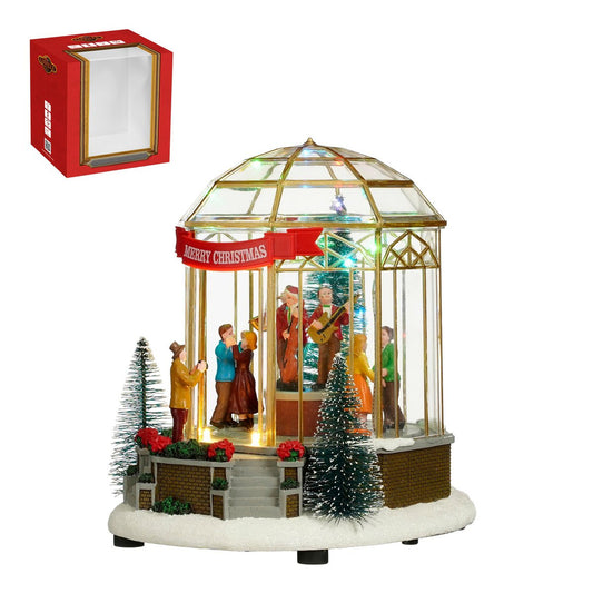 LuVille Weihnachtsdorf Miniatur-Musikkuppel – L20 x B17 x H21 cm – Mehrfarbig