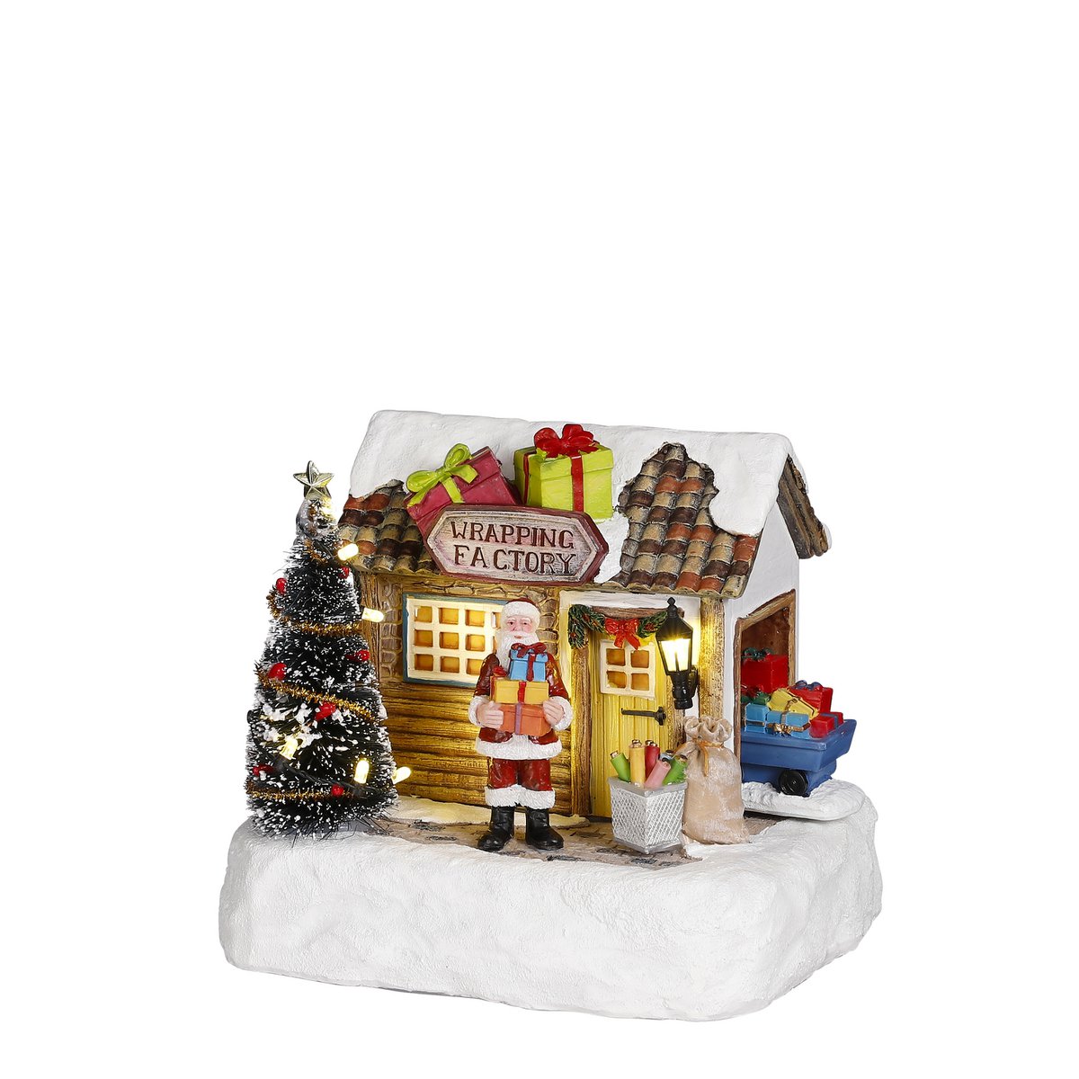 LuVille Weihnachtsdorf Miniatur-Verpackungsfabrik – L17 x B13 x H14 cm