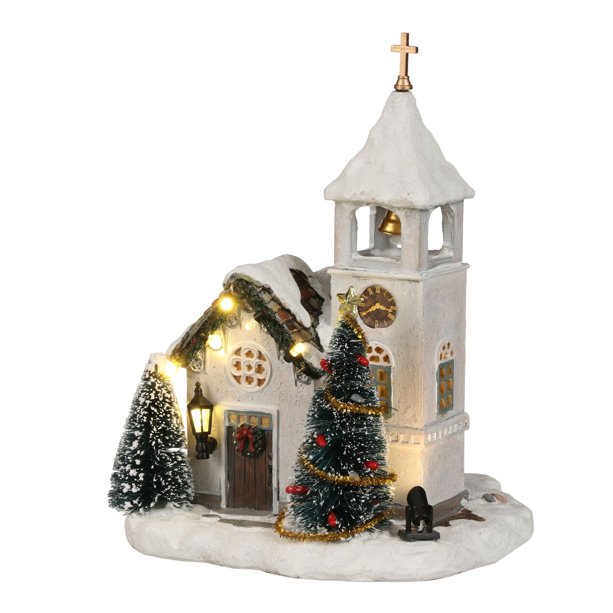 LuVille Weihnachtsdorf Miniatur Kyrka Schwedische Kirche – L14 x B15 x H20 cm
