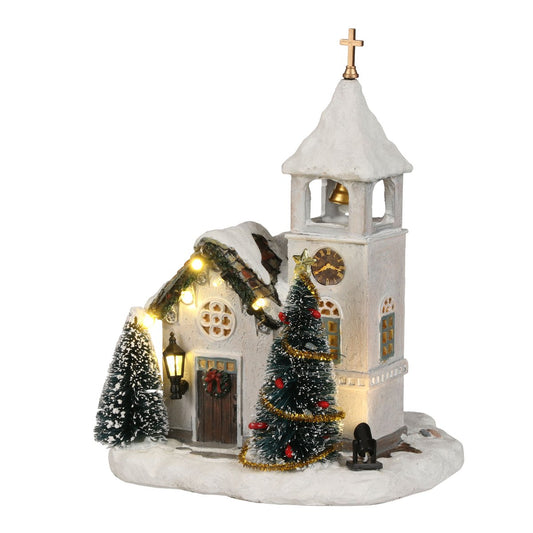 LuVille Weihnachtsdorf Miniatur Kyrka Schwedische Kirche – L14 x B15 x H20 cm