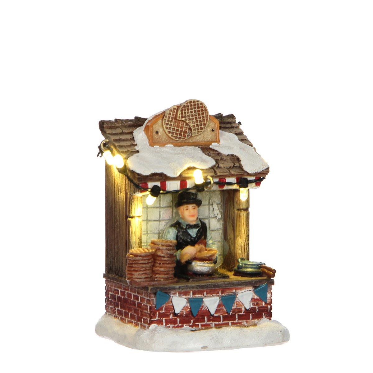 LuVille Christmas Village Miniatur-Stroopwafel-Stand – L7 x B6 x H10 cm