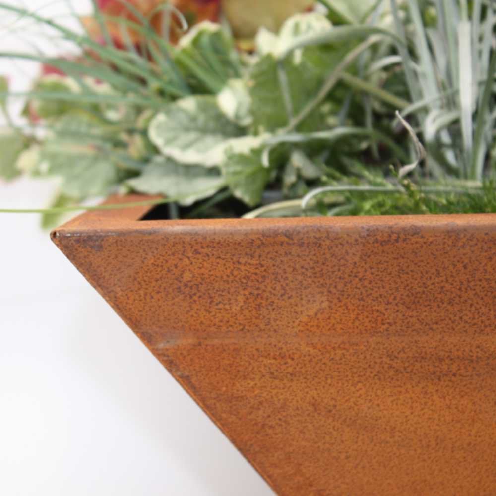Rost Deko Pflanzschale | 40 x 40 cm Tiefe 15 cm| mit und ohne Kugeln | Shabby Chic Gartendeko
