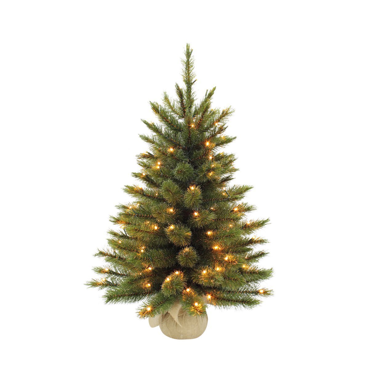 Forest Frosted Künstlicher Weihnachtsbaum aus Jute mit LED-Beleuchtung – H60 x Ø46 cm – Grün