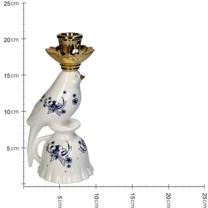 Kerzenhalter - Vogelporzellan - Delfter Blau ↑ 21 cm