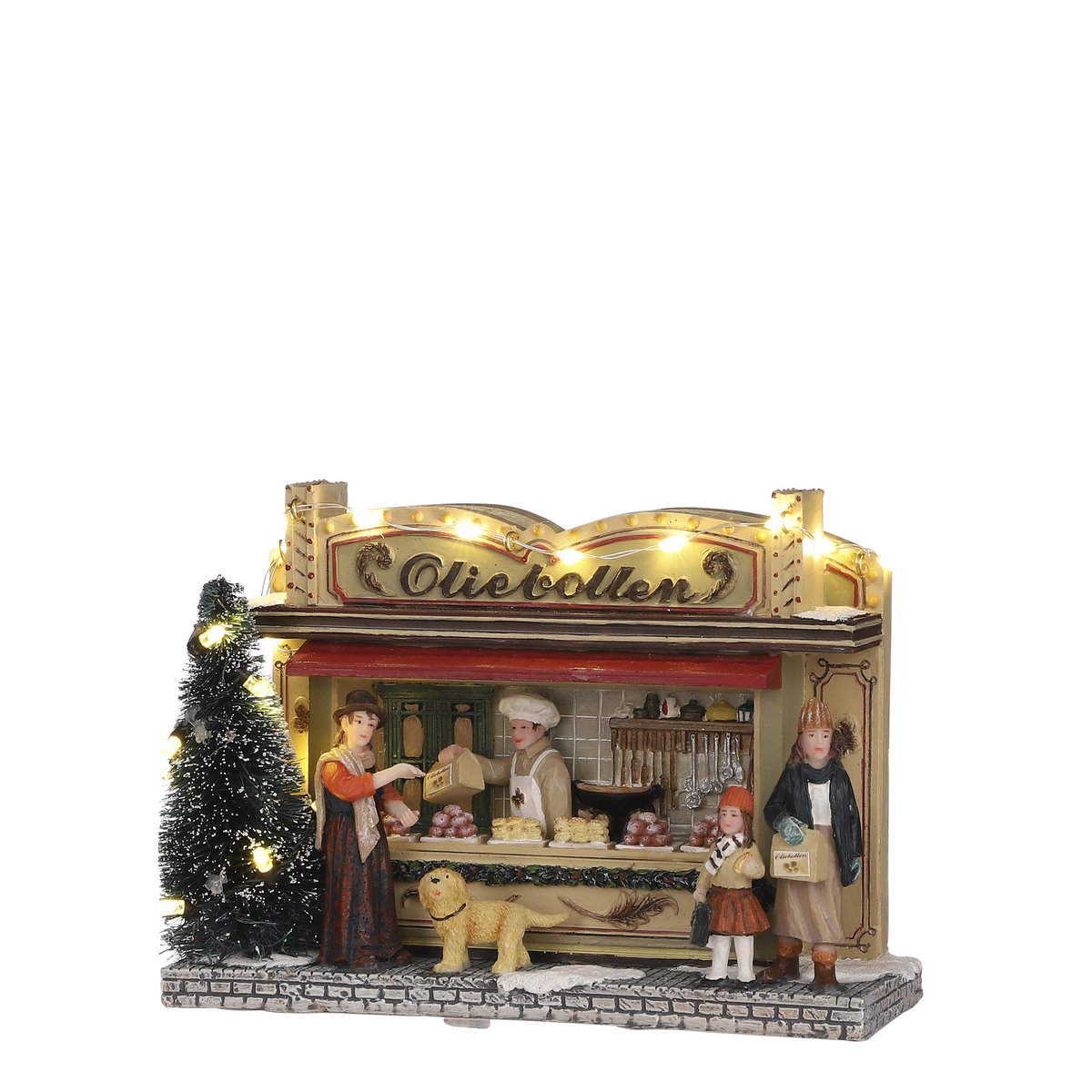 LuVille Weihnachtsdorf Miniatur-Oliebollenstall – L17 x B6 x H12 cm