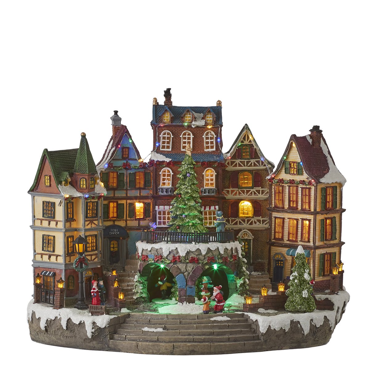 LuVille Weihnachtsdorf Miniatur-Dorfplatz – L42 x B25 x H32 cm