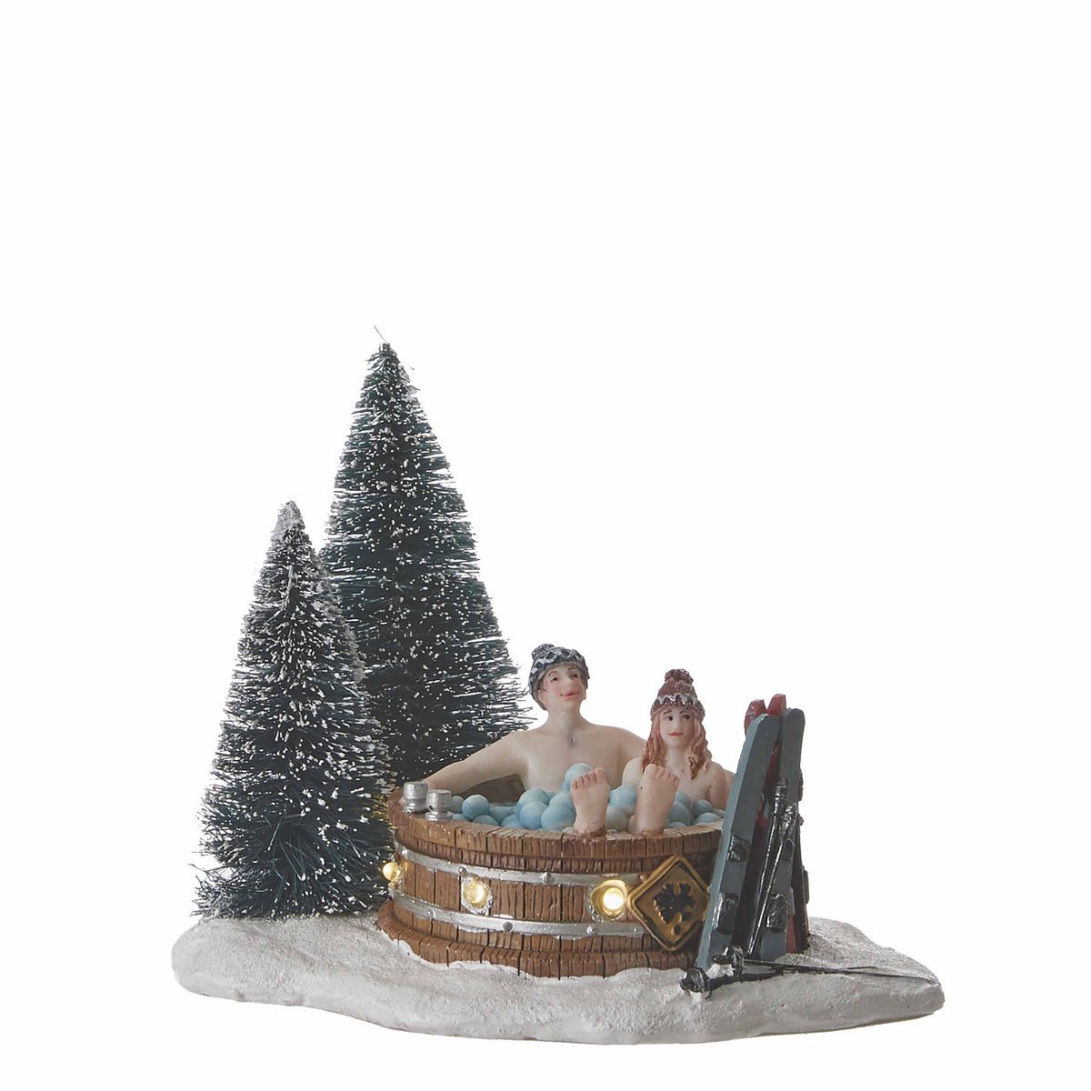 LuVille Weihnachtsdorf Miniatur-Whirlpool im Wald – L13 x B10 x H11 cm
