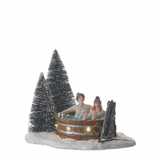 LuVille Weihnachtsdorf Miniatur-Whirlpool im Wald – L13 x B10 x H11 cm