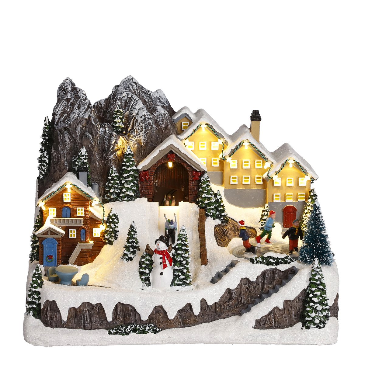 LuVille Weihnachtsdorf Miniatur-Winterszene – L33 x B22 x H24 cm