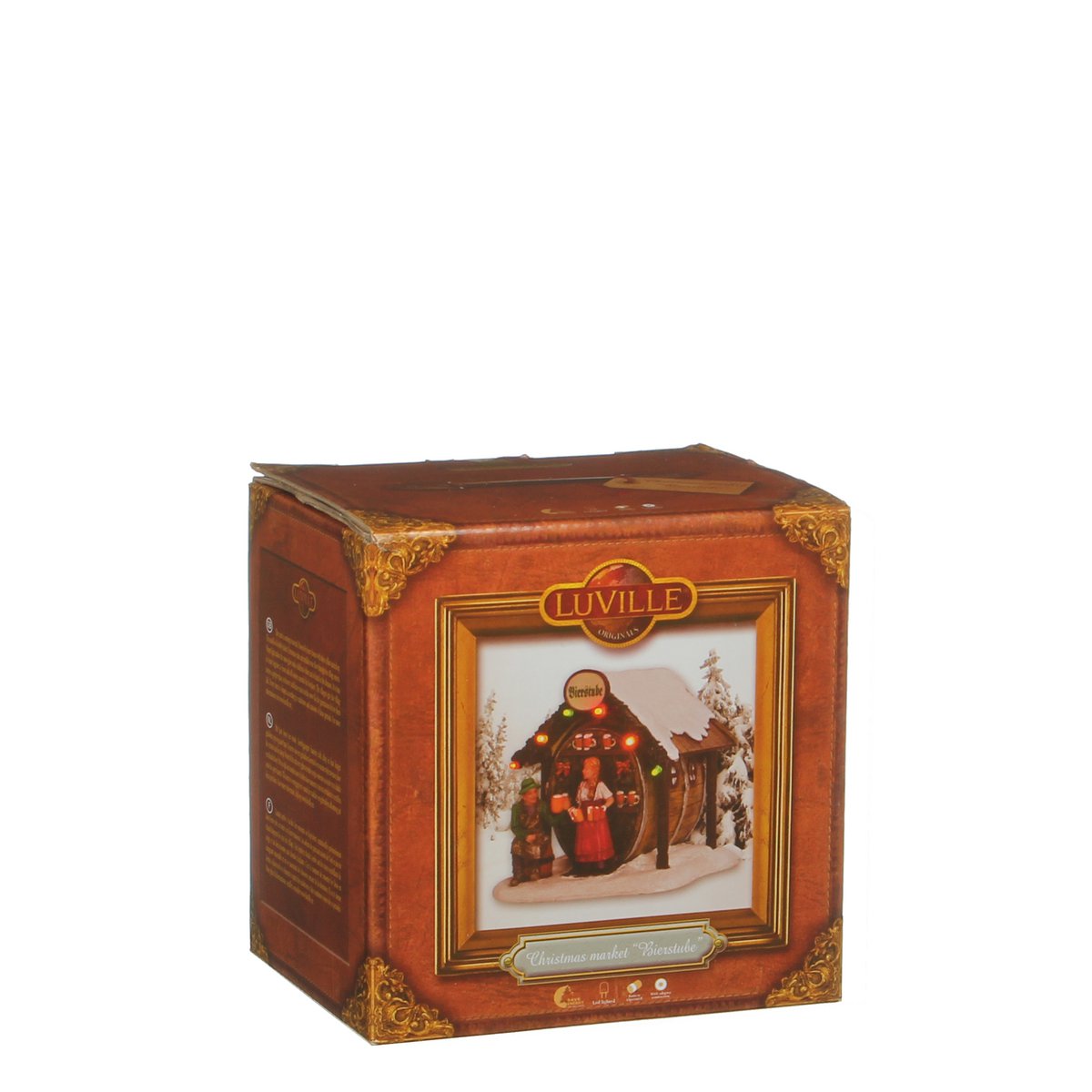 LuVille Weihnachtsdorf Miniatur-Bierbottich – L11 x B12 x H12 cm