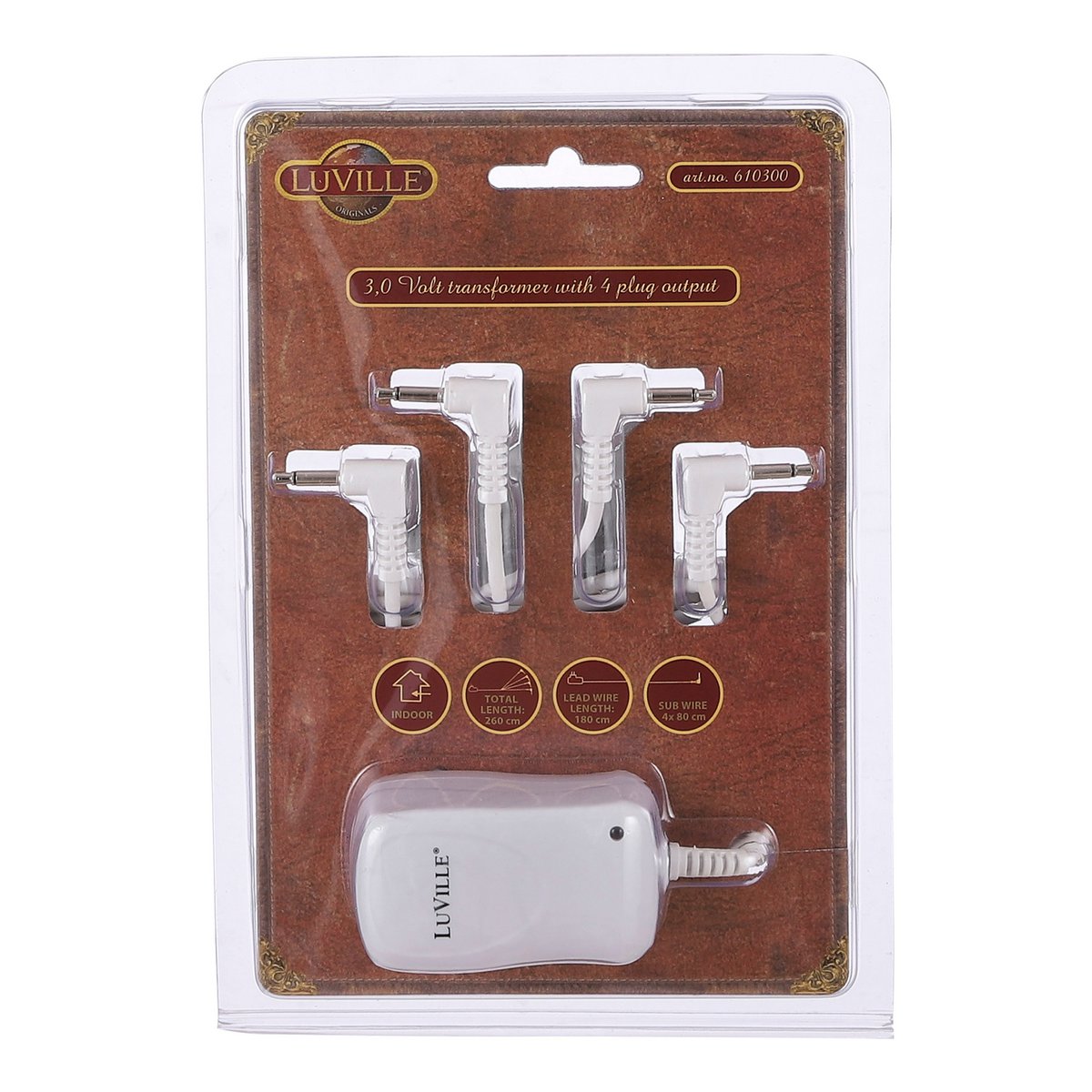 LuVille Weihnachtsdorf Schalteradapter mit 4 Steckern - 3 Volt